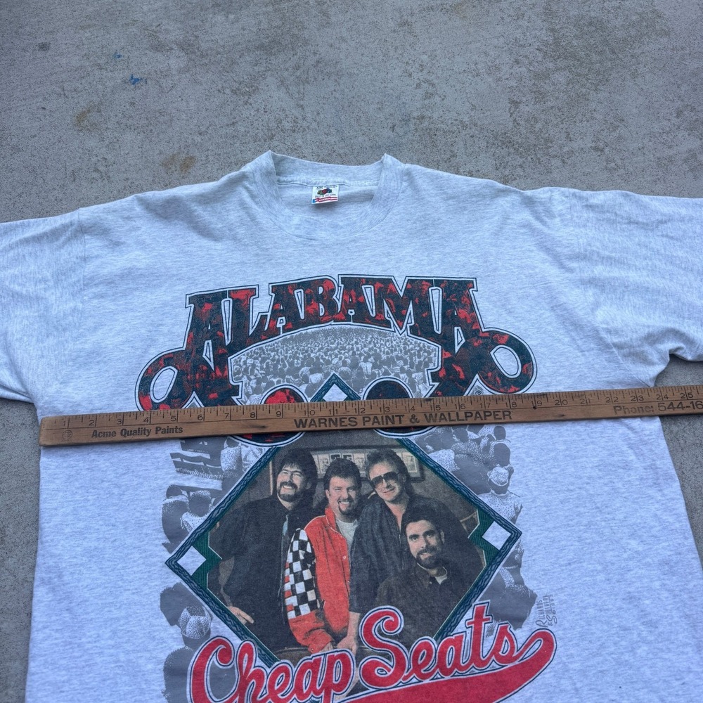 Vintage 1993 90s Alabama Cheap Seats Band T Shirt XXL Gray Fruit of the Loom USA - Picture 5 of 7